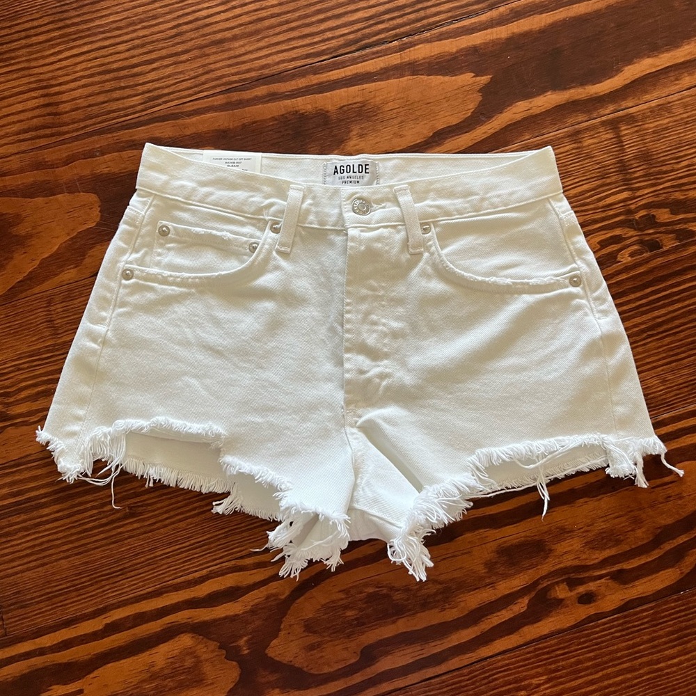 Agolde White Jean Shorts